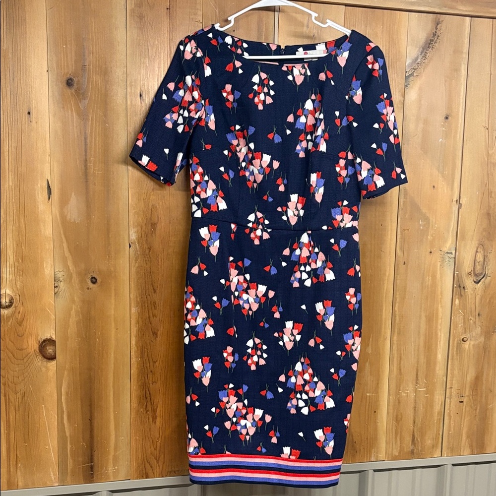 Boden Navy Geometric Print Midi Dress